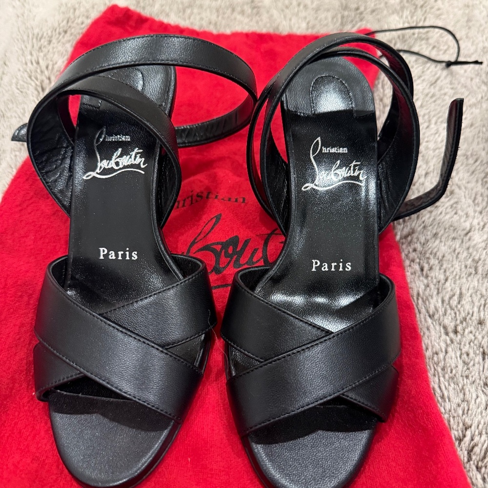 Christian Louboutin Mariza 85 Crisscross Red Sole Sandals In Black 35 5 women